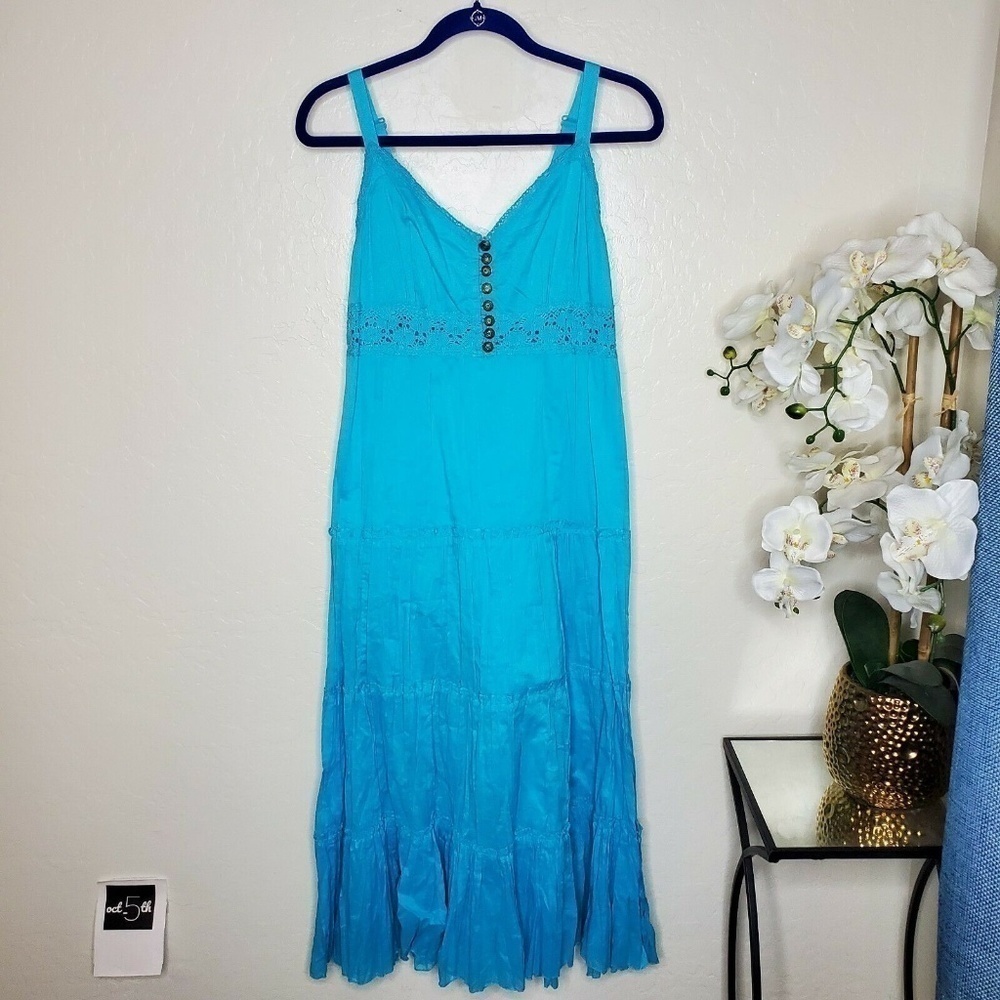 Vasna Desire Womens Sleeveless Boho Style Blue M